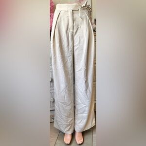 Commense Trousers High Waisted Wide Legs in Creamy Beige color Size M NWT